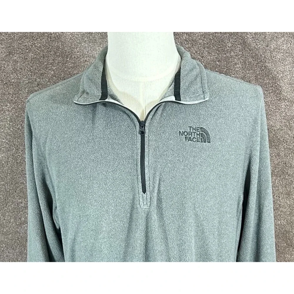The North Face Sweater Mens‎ Large Gray Fleece 1/4 Zip Pullover Long Sleeve
